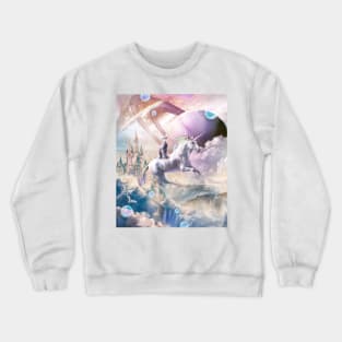 Rainbow Galaxy Cat Riding Unicorn In Space Crewneck Sweatshirt